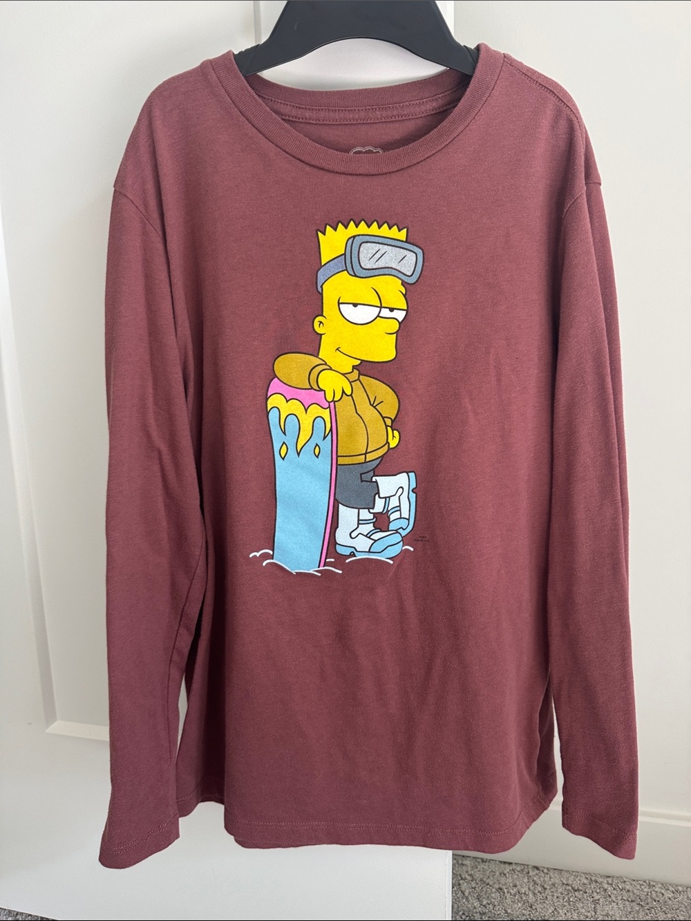 Old Navy Boys Bart Simpson T Shirt Long Sleeve XL 14/16 Ski Surf